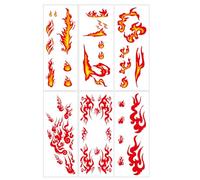Veasbuu Temp Stickers,6-Sheet Long Lasting Realistic | Red Flame Stickers Temporary for Face,for Holiday Halloween Birthday Bonfire Festival Body Face Arms