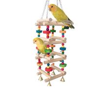 Veasbuu Wood Parrot Bite Toy,Cage Stand Wooden Parakeet Chew Toy | Woodpecker Accessories Multifunctional Parrot Bite Supplies for Pet Lovers Friends Family