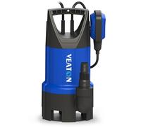 VEATON 750W Submersible Dirty/Clean Water Pump, 13000L/H Automatic or Manual Drainage Pump with Float Switch, 35mm Solids Handling, for Basement Flooding, Pond, Garden and Pool Drainage
