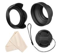 Veatree 67mm Lens Hood Set, Collapsible Rubber Lens Hood with Filter Thread + Reversible Tulip Flower Lens Hood + Center Pinch Lens Cap + Microfiber Lens Cleaning Cloth