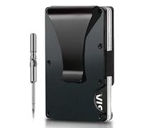 Vebel Credit Card Holder Metal Wallet| Minimalist Wallet|Card Cases & Money Organisers| RFID Wallet for Men| Slim Wallet| Wallets for Men UK| RFID Card Holder Wallet| Mens Wallets, Aluminuim, Black