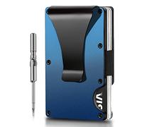 Vebel Credit Card Holder Metal Wallet| Minimalist Wallet| Wallets, Card Cases & Money Organisers| RFID Wallet | Slim Wallet| Wallets UK| RFID Card Holder Wallet| Mens Wallets, Aluminuim - Blue