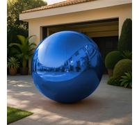 VEBESYET Blue Inflatable Mirror Ball 0.6m Reusable Big Shinny Balls Large Christmas Decoration Balloon PVC Disco Bubble Balloon with Electric Pump For Party, Wedding, Decor (1 Piece, 23.6in)