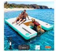 VEBESYET Inflatable Dock with Water Ramp, 6 inch Thick Non-Slip Inflatable Floating Dock for Dogs & Adults, Durable Drop-Stitch Floating Dock Platform for Lake, Ocean, Swimming & Fishing