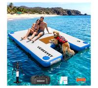 VEBESYET Inflatable Dock with Water Ramp, 6 inch Thick Non-Slip Inflatable Floating Dock for Dogs & Adults, Durable Drop-Stitch Floating Dock Platform for Lake, Ocean, Swimming & Fishing
