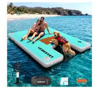 VEBESYET Inflatable Floating Dock for Adults & Dogs, 6-Inch Platform | Durable Drop-Stitch PVC Floating Dock with EVA Dog Ramp for Pets, Swimming, Fishing, Lakes & Beaches