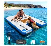 VEBESYET Inflatable Floating Dock for Adults & Dogs, 6-Inch Platform | Durable Drop-Stitch PVC Floating Dock with EVA Dog Ramp for Pets, Swimming, Fishing, Lakes & Beaches