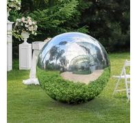 VEBESYET Silver Inflatable Mirror Ball Reusable Big Shinny Balls Large Event Decoration Balloon PVC Disco Bubble Balloon For Party, Wedding, Decor (1 Piece, 1m/39.4in)