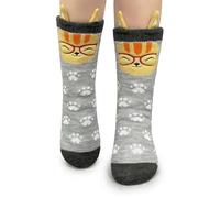 Vebroert Womens Fluffy Slipper Socks - 3D Cat Design Soft Non Slip Warm Knitted Bed Socks Gift for Girls Ladies Wife Mum in Winter
