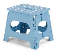 VECELO Folding Step Stool 28cm, Non-Slip Surface Portable Foldable with Carry Handle, Heavy Duty to Support Kids/Toddler/Adults for Living Room Kitchen, Bathroom, Blue, Polypropylene (PP)