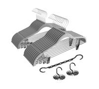 VECELO Premium Velvet Clothes Hangers Suit with Metal Clips (20 Pack)-Non Slip & Space-Saving with 1 Magic Hangers & 2 Tie Rack Excellent for Men and Women