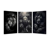 veces Abstract Painting Modern Canvas Wall Art for Living room,Bedroom, Abstract Lion Portrait Canvas Motivational Posters for Boy's Room Man Cave Home Decor - 60x80cmx3 Framed