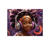 veces African American Canvas Wall Art, Bohemian Botanical Women Prints Modern Black Girls Woman Poster Picture Painting Artwork for Bathroom Bedroom Wall Decor - 70x110cm Unframed