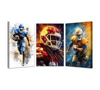 veces Teenage Boy Bedroom Set of 3 wall art American Football Poster Gym, Inspiring Sports Artwork Kids Room Decorations Canvas Print Sport Artwork for Home Decor - 50x70cmx3 Framed