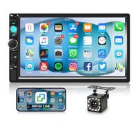VECHTEL 7inch Car Stereo Double Din Radio Touchscreen with Backup Camera Multimedia Car Audio Support Mirror Link,Bluetooth Call/Music,FM,MP5 Player,USB,Charge,SD Aux Double Din Car Audio Receivers