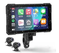 VECHTEL Navigatore Moto Con Due Telecamera, 5 Pollice HD Touchscreen Navigation per Moto Con Carplay Android Auto Senza Fili, DVR, Waterproof IP68, EQ, Bluetooth, Siri/Goo-gle Assistant, TPMS