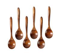 Veciado 6 PCS Wooden Spoons, 6.5 Inch Small Wooden Spoons - Perfect for Soup,Eating,Scooping Jars&Canisters-Kitchen Utensils Set