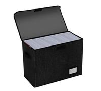 Veciado Folded Comic Book Storage Boxes, Back to School Short Box Case with Lid, Book Bin Container Holds for 150 Comics Black