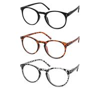 Vecien Reading Glasses 3 Pack Blue Light Blocking Readers, Crystal Lens Give You Ultra Clear Vision,Spring Hinges Pattern Design for Men & Women (2.0)