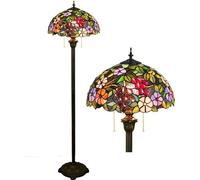 VECNUM Grapes Floor Lamp Tiffany Style Vintage Pastoral Stained Glass Floor Standing Lamp with 16Inch Shade for Bedroom Living Room Reding, 63 Inch Tall
