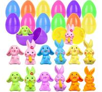 vecora 12 Pcs Easter Eggs Filled with Bunny Toys, Prefilled Easter Eggs for Easter Egg Hunt, Easter Gifts for Kids, Basket Stuffers and Party Favors