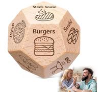 vecora 12 Sided Wooden Food Decision Dice,Food Dice for Her Him Couples Gift Ideas,2025, Date Night Dice With 12 Food Patterns for Boyfriend Girlfriend
