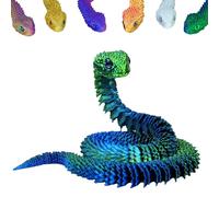vecora 3D Printed Snake, 3d Printed Fidget Toy, Flexible Articulated Snake Animal Fidget Toys,3D Printed Animals,Home and Office Decoration for Autism/ADHD (Laser-green)