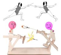 vecora Balloon Bamboo Man Battlefor 2 Players，Handmade Wooden Fencing Puppets,Balloon Fencing Game, Battle Bots Fighting Games