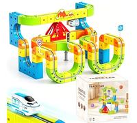 vecora Track Fusion Train Set for Kids, 125 Pcs Electric Train Set for Ages 3-10, 3D Embedded Layouts with Gravity-Defying Motorized Train, STEM Building Car Track Toys for Boys and Girls