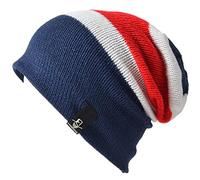 VECRY Kids Slouch Beanie Winter Hats Boys Girls Children Knitted Skull Cap (Navy/Red)