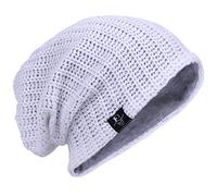 VECRY Men's Slouchy Beanie Knit Rasta Skull Cap for Summer Winter (Ribbed White)