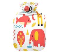 Vector Animal Giraffe Elephants Red Water Bottle for hot Water with Soft Cover, 2L hot compresses for The Body for Period Cramps,Period Cramps,Bolsa Caliente para Dolores musculares