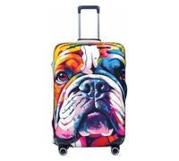 Vector Art of English Bulldog Elastic Travel Luggage Cover Suitcase Protector, Print Suitcase Baggage Cover Anti-Scratch