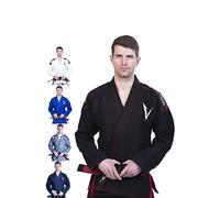 Vector Brazilian Jiu Jitsu BJJ Gi Kimono with FREE White Belt Lightweight Preshrunk Pearl Weave 100% Cotton Fabric Attila Series (Black, A2)