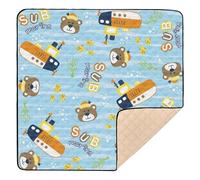 Vector Cartoon Pattern Cute Animals Large Sturdy Baby Gym & Activity Mat for Floor Cozy Breathable Baby Play Tummy Time Mat for Babies Infants Toddlers, 50'' x 50''