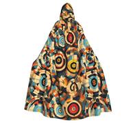 Vector Design Target Print Adults Hooded Cloak, Halloween Robe Hooded Cape Witch Wizard Cosplay Costumes For Men Women