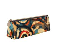 Vector Design Target Print Large Capacity Leather Pencil Case Smooth Zippered Pen Pouch School Travel Makeup