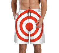 Vector Design Target Print Quick Dry Shorts for Men, Lightweight Summer Beach Shorts with Pockets, Elastic Waistband White