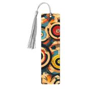 Vector Design Target Print Reading Page Markers Wooden Bookmarks, 5pcs Wood Bookmarks with Tassels, Gifts for Men Women