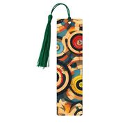 Vector Design Target Print Reading Page Markers Wooden Bookmarks, 5pcs Wood Bookmarks with Tassels, Gifts for Men Women