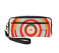 Vector Design Target Printed Makeup Bag for Women Travel PU Leather Cosmetic Bag with Wristlet Toiletry Bag