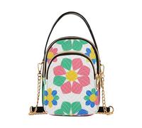 Vector Flower Blue and Pink Colorful trendy crossbody leather with multi pockets hand bag for fall