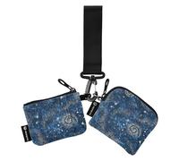 Vector Galaxy Dark Blue Structured Credit Card Holder for Changes Slim Detachable Wallet Purse Change Wallet with Zipper Pocket for Work Travel 2 Packs, Multicolor., 4.13"(L) x, Multicoloured.,