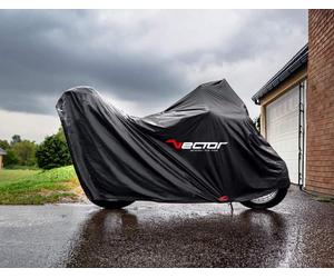 VECTOR H2O Indoor/Outdoor Protective Cover for Motorcycle/Scooter with Top Case and Windscreen - Black - M, white