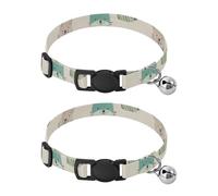 Vector Hand-drawn Wolf Soft Green Puppy Dog Collar Adjustable Dog Collars For Males 2 Pack