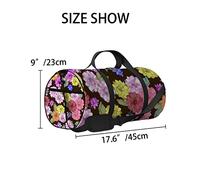 Vector Illustration Bright Dahlia Flowers Seamless Sports Bag Tote Bags Waterproof Gym Bag with Shoulder Strap Zipper 2 Side Pockets for Men and Women, Travel and Storage Shoulder Bags