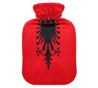 Vector Image Albania Flag Hot-Water Bottle with Soft Cover, 1L Warmer Bag for Period Cramps