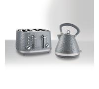 Morphy Richards Vector Kettle and Toaster Set, 1.5l Vector Rapid Boil Pyramid Kettle, 4 Slice Vector Toaster, Matching Set, Grey, 108135/248135