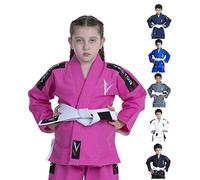 Vector Kids Brazilian Jiu Jitsu BJJ Gi 100% Cotton Pearl Weave Kimono Ultra Lightweight Preshrunk Fabric (Pink, K00)