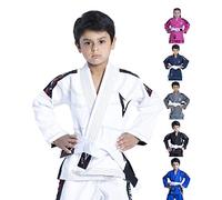 Vector Kids Brazilian Jiu Jitsu BJJ Gi with Free White Belt 100% Cotton Pearl Weave Kimono Ultra Lightweight Preshrunk Fabric (White, K4)